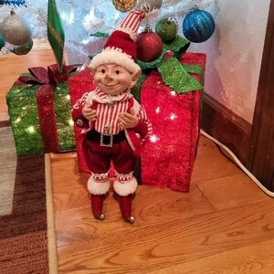 Festive Elf Holiday Decoration - Red and Green